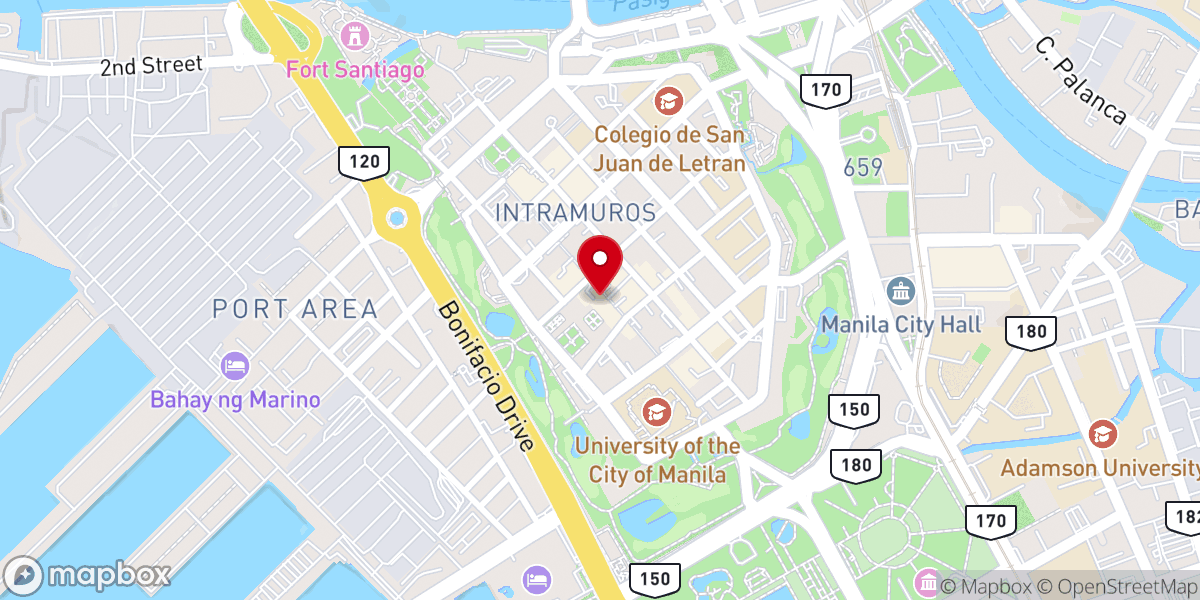 Map showing location of San Agustin Church