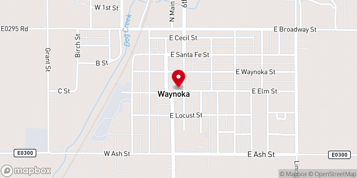 Map showing location of First Baptist Church