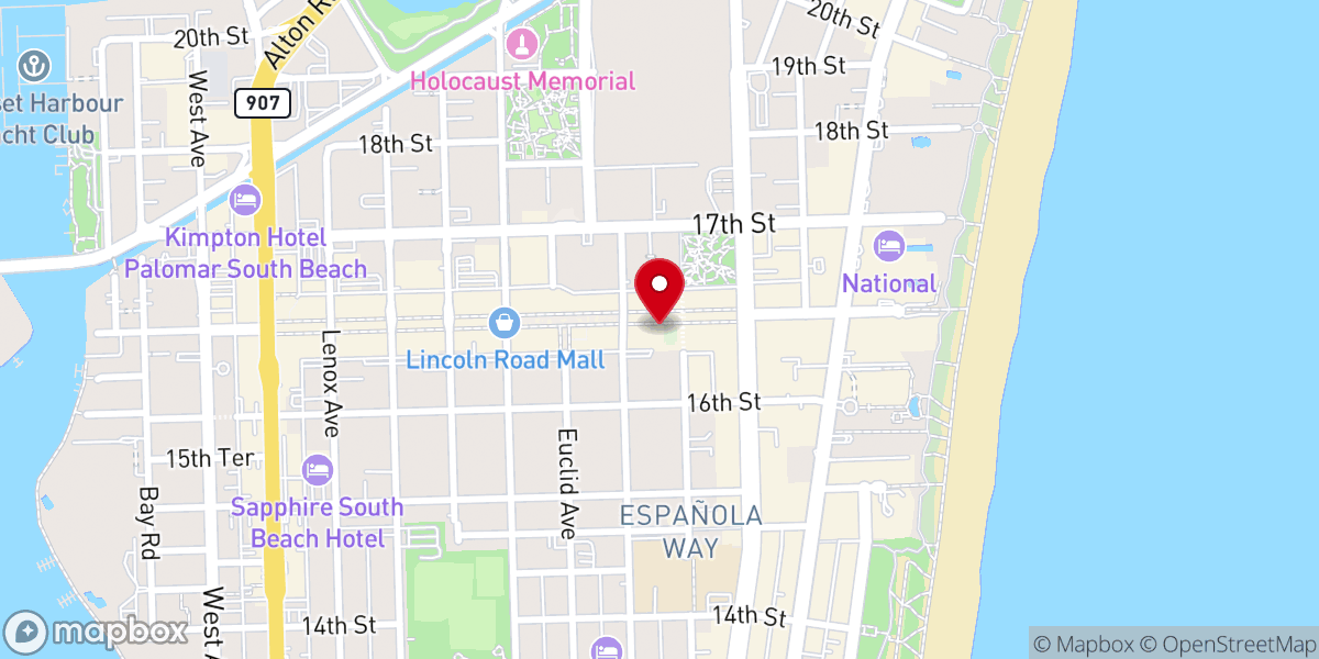 Map showing location of Miami Beach Community Church