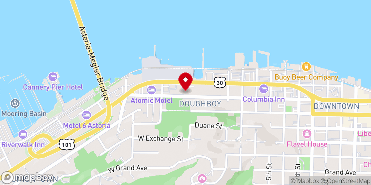 Map showing location of Astoria Rescue Mission