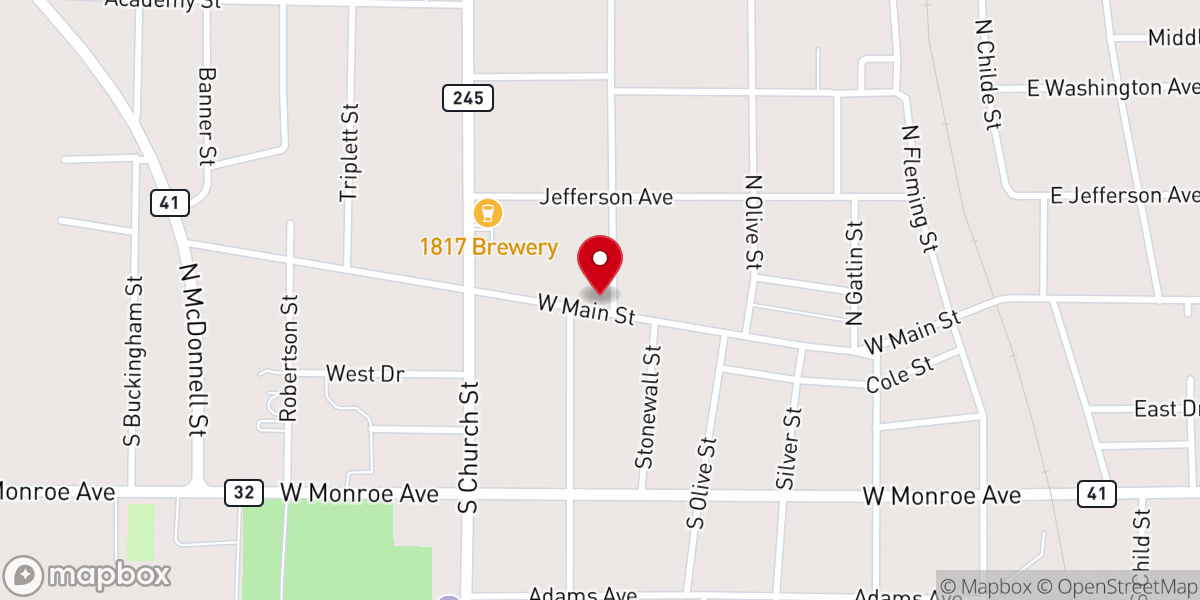 Map showing location of Okolona Presbyterian Church
