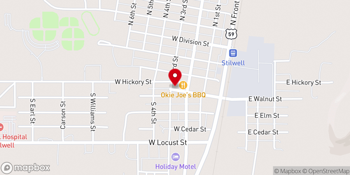 Map showing location of Assembly of God Church