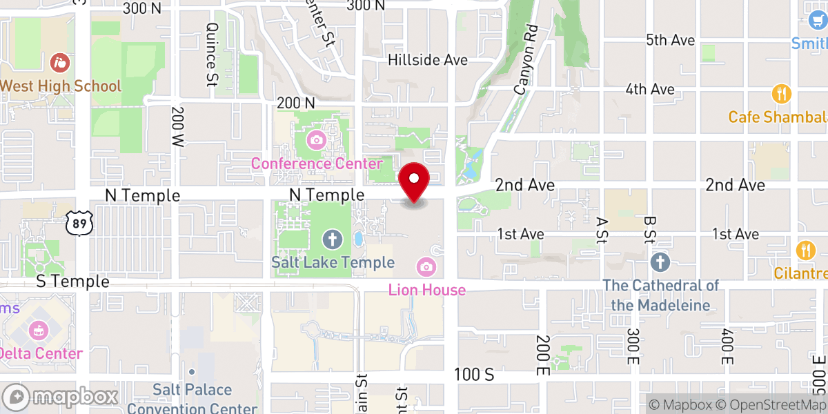 Map showing location of Church Office Building - The Church of Jesus Christ of Latter-day Saints