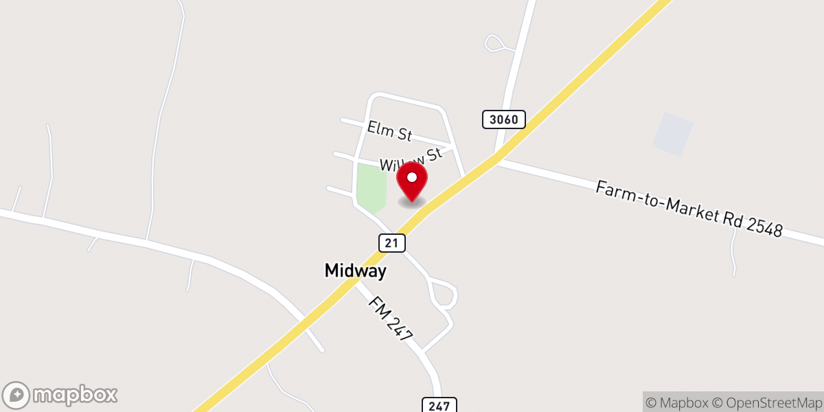 Map showing location of Midway Church of Christ