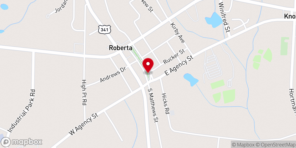 Map showing location of Roberta-Crawford Chamber of Commerce