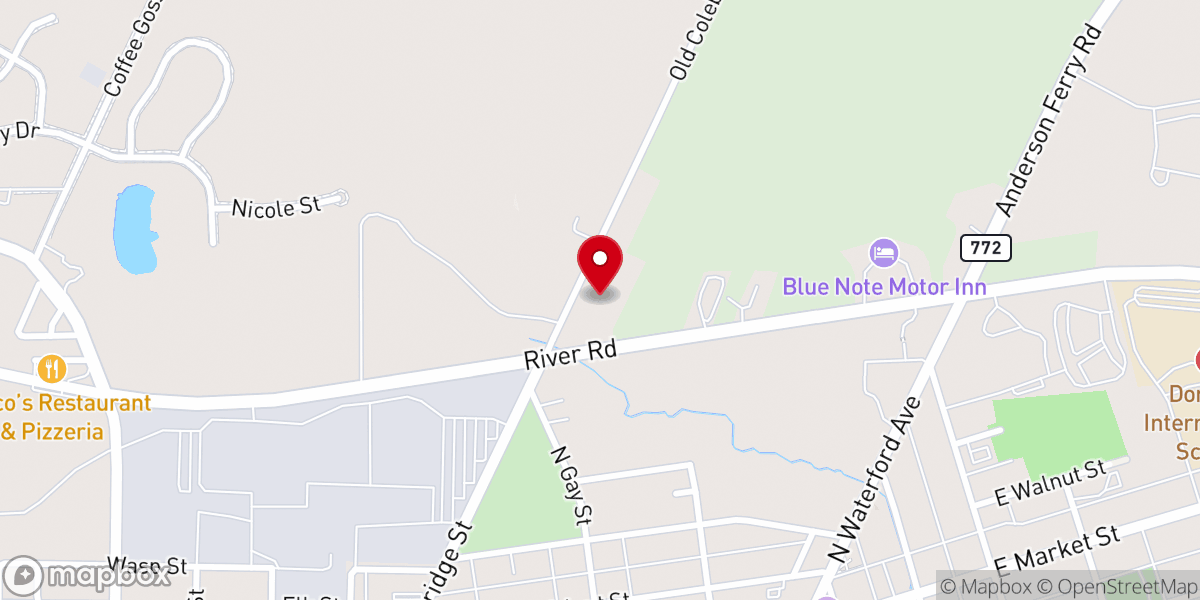 Map showing location of Zion Evangelical Lutheran Church