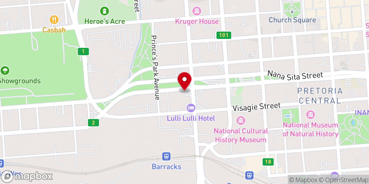 Map showing location of Gospel Pillars Church, Pretoria