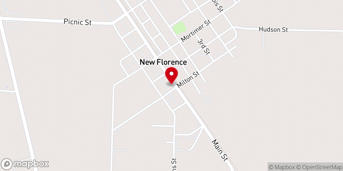 Map showing location of New Florence City Hall