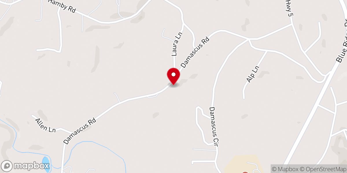 Map showing location of Damascus Baptist Church