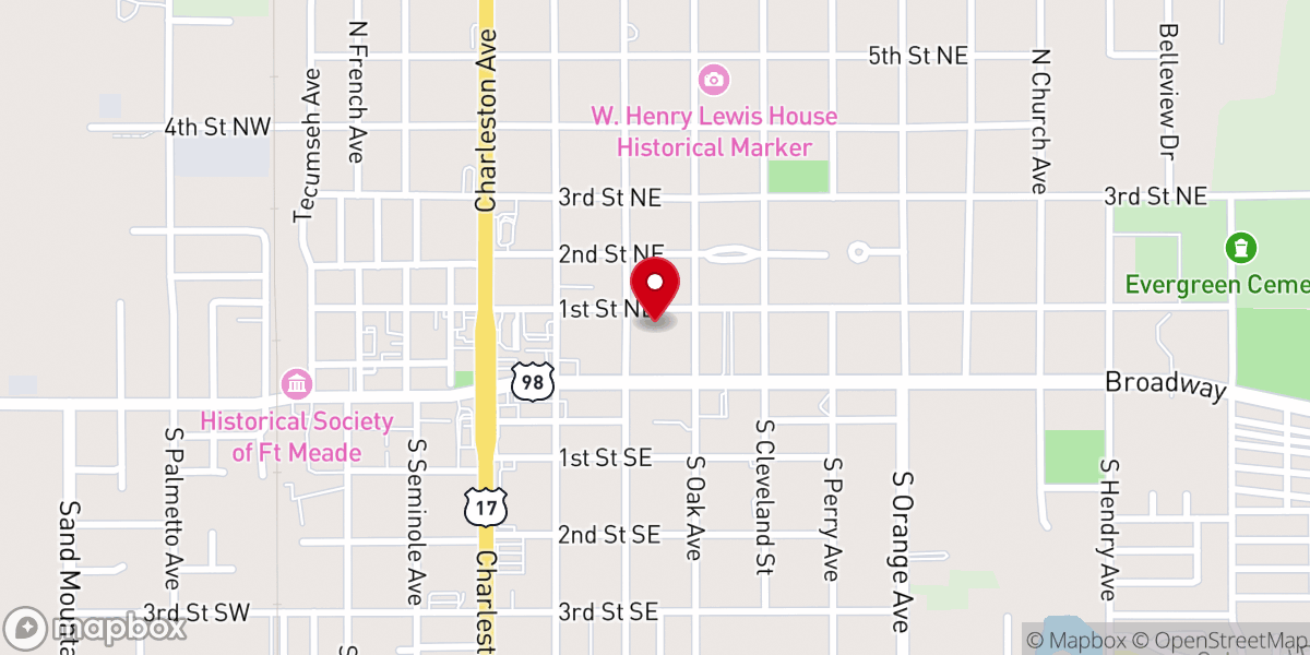 Map showing location of Living Faith Christian Center