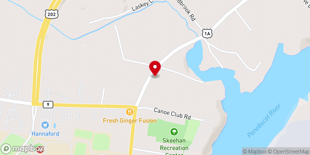 Map showing location of Hampden Neighborhood Food Cupboard - Food Pantry