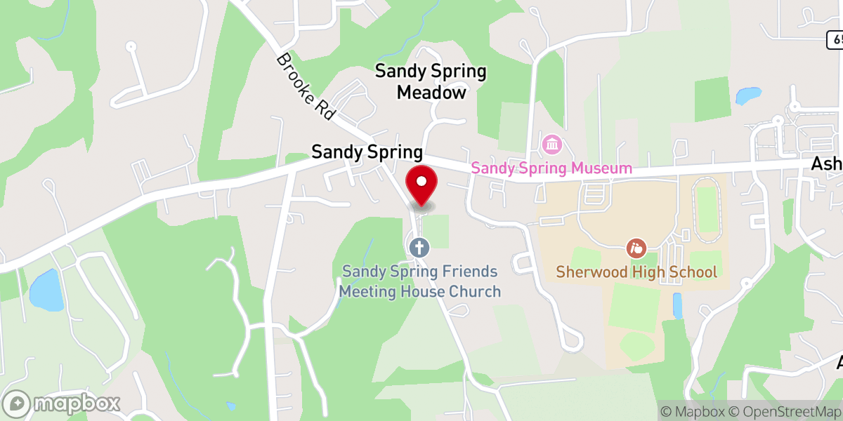 Map showing location of Sandy Spring Friends Monthly Meeting