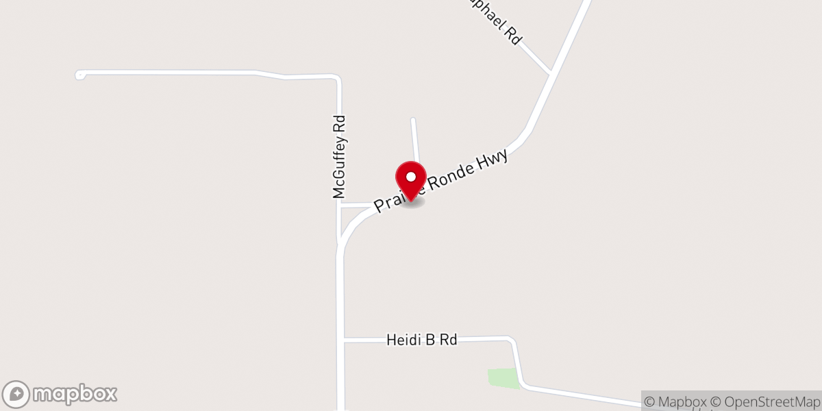 Map showing location of Prairie Ronde Church
