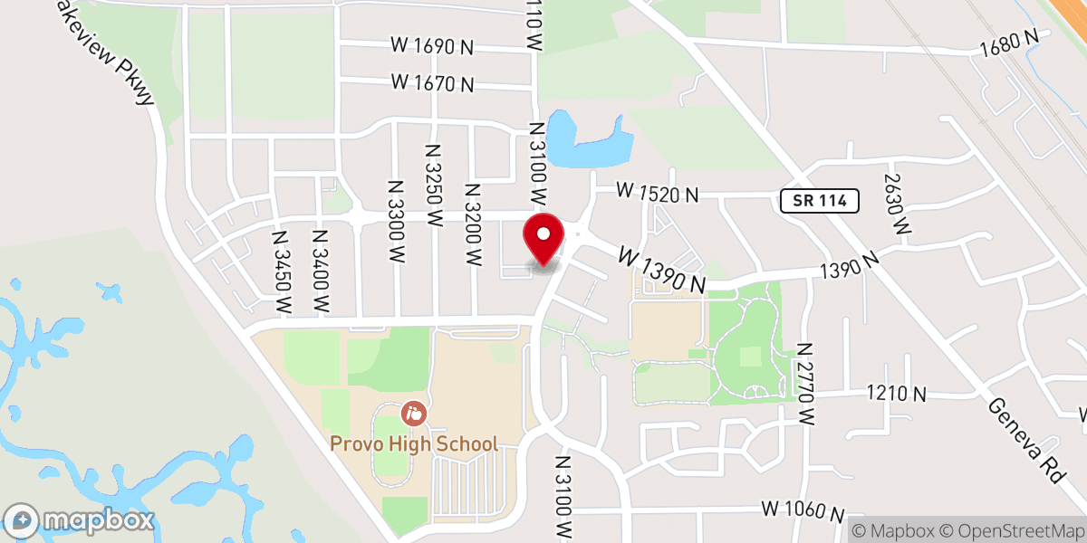 Map showing location of Provo High School Seminary