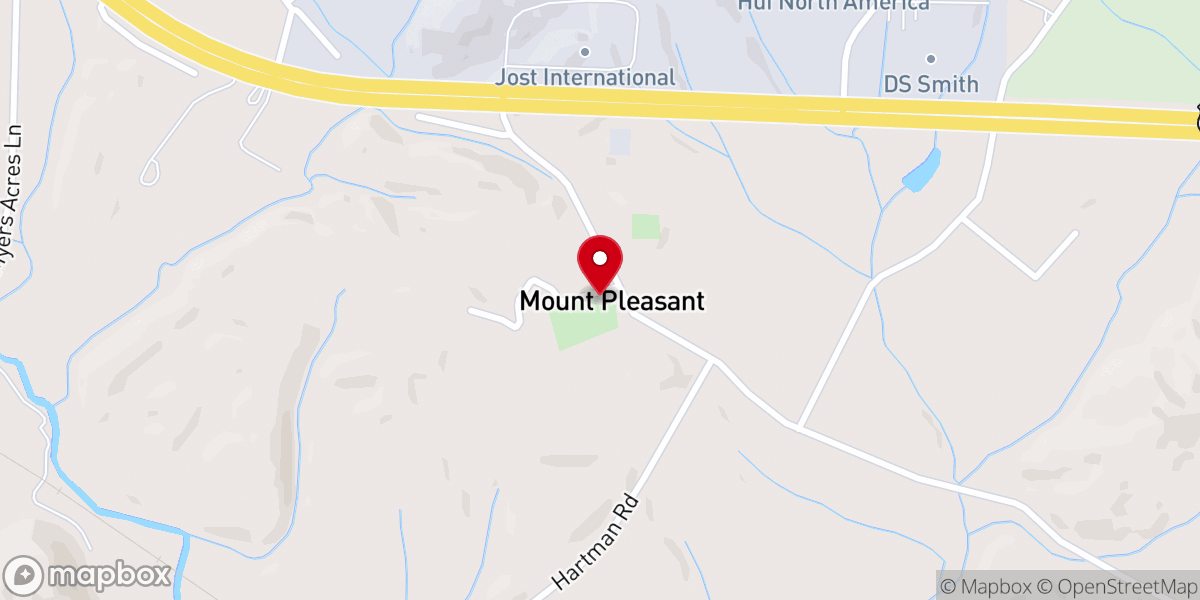 Map showing location of Mt. Pleasant United Methodist Church