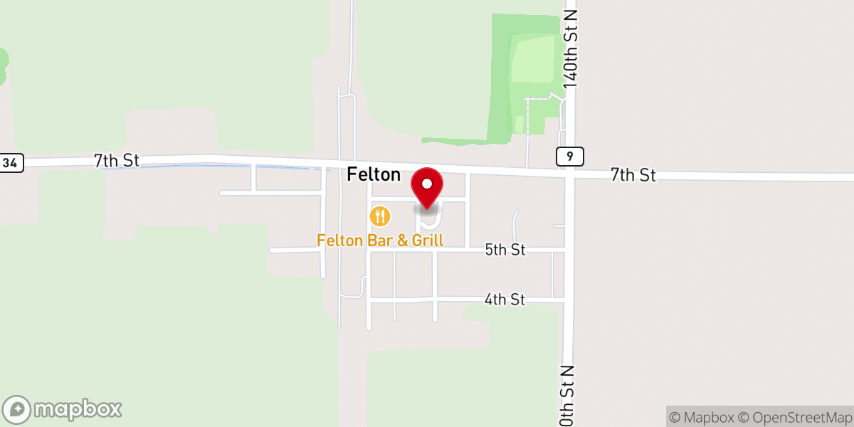 Map showing location of Felton City Community Hall