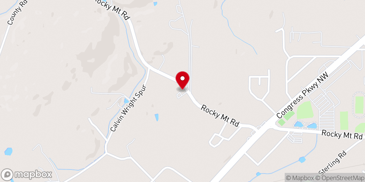 Map showing location of Rocky Mt Baptist Church