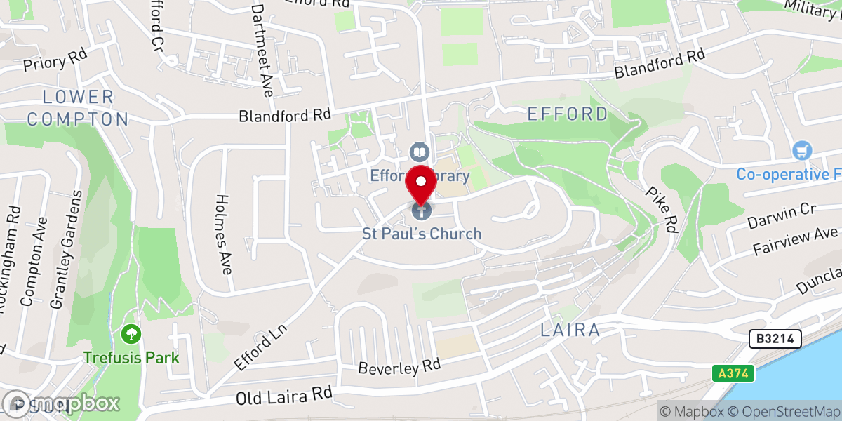 Map showing location of St Paul’s Church