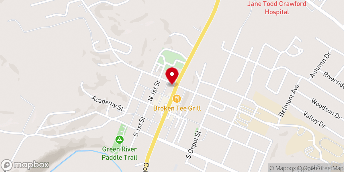 Map showing location of Greensburg Presbyterian Church