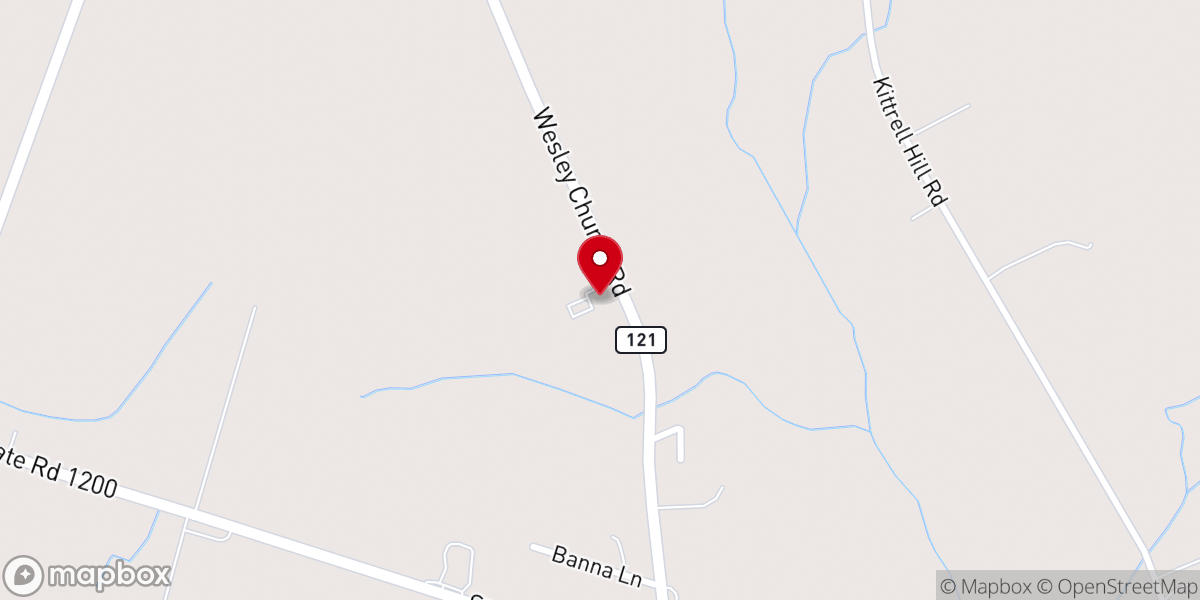 Map showing location of Wesley Church