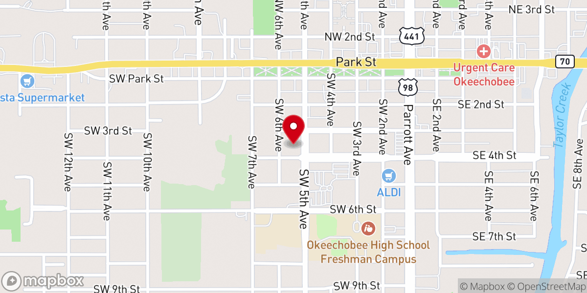 Map showing location of First Baptist Church Recreation Outreach Center