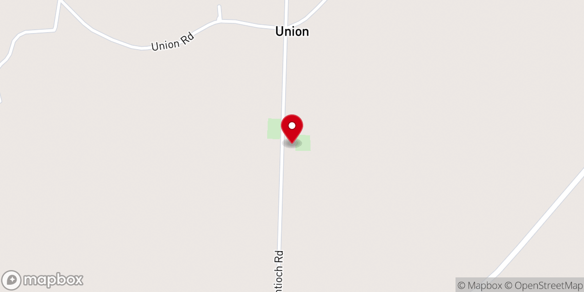 Map showing location of Antioch Methodist Church