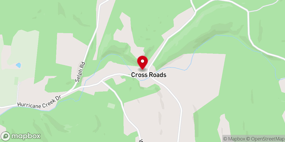 Map showing location of Crossroads Church