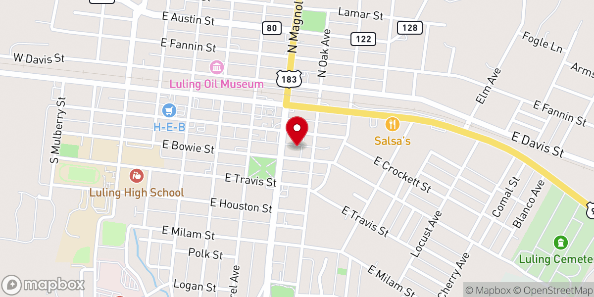 Map showing location of Texas Tea Stitchers Guild