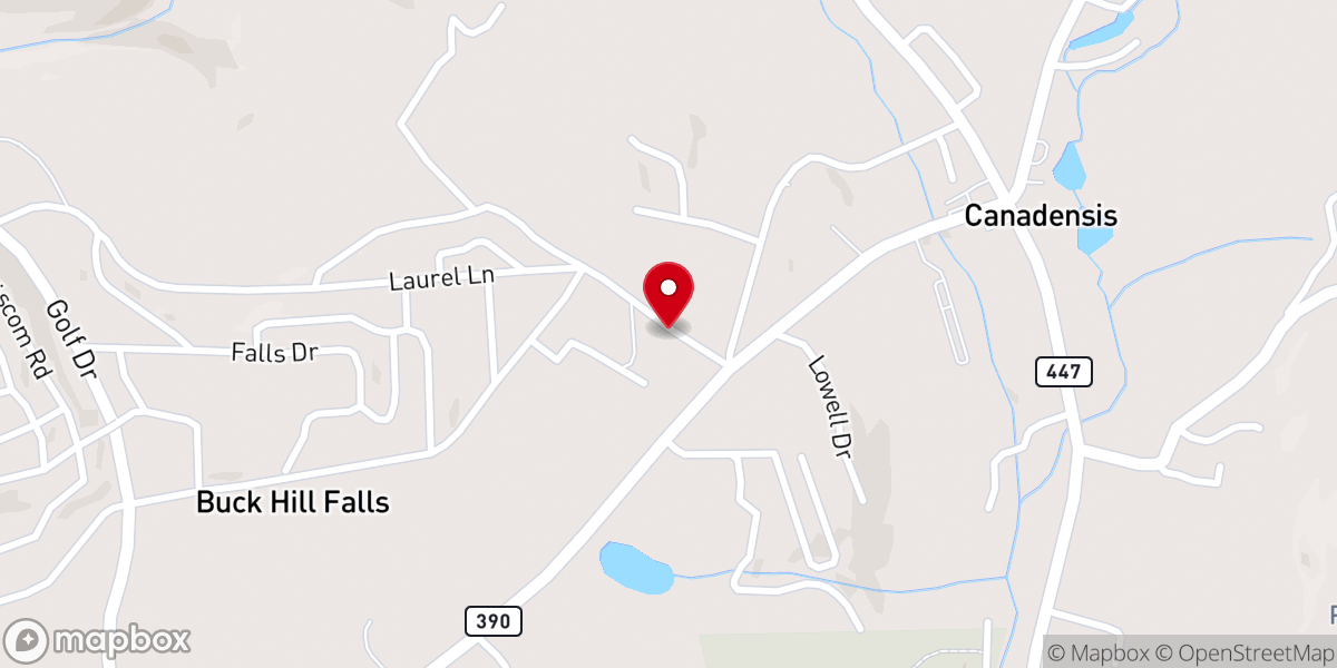 Map showing location of Buck Hills Falls Co