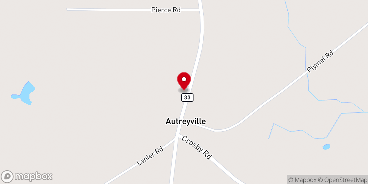 Map showing location of Autreyville Baptist Church