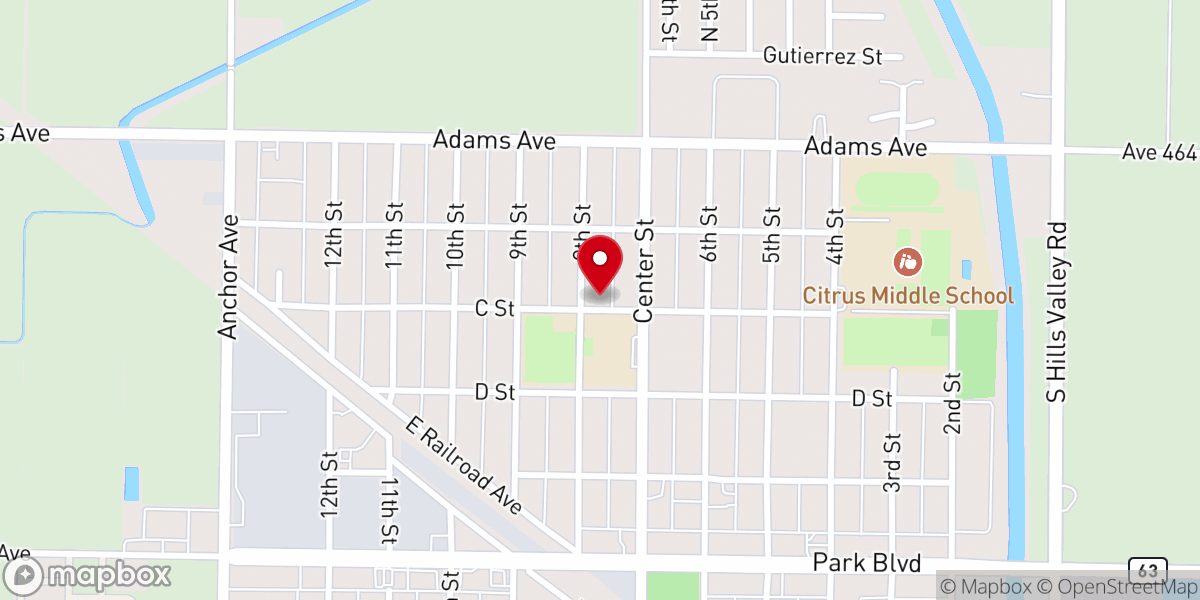 Map showing location of Worship Centre Orange Cove Assemblies of God
