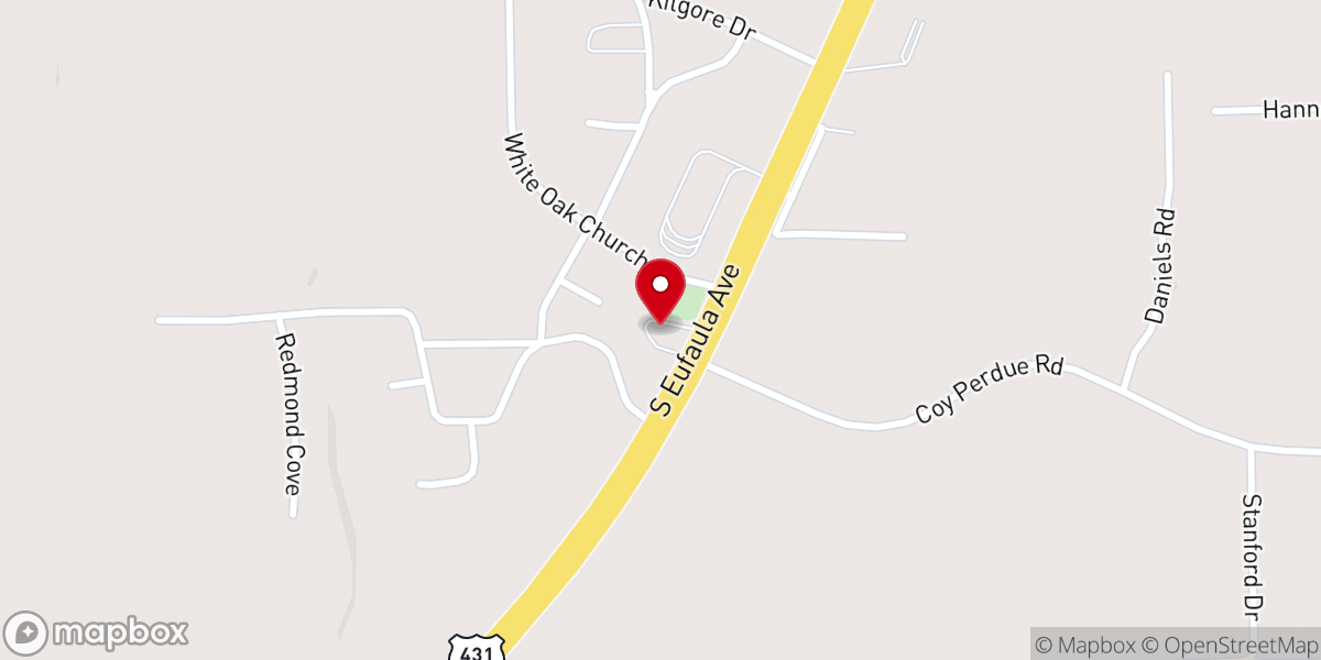 Map showing location of White Oak United Methodist Church
