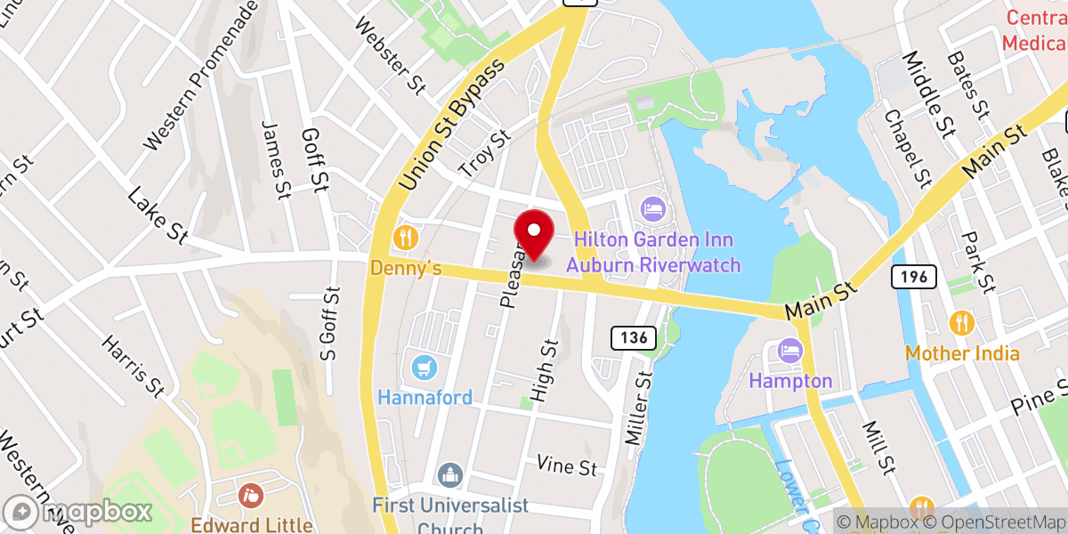 Map showing location of Court Street Baptist Church