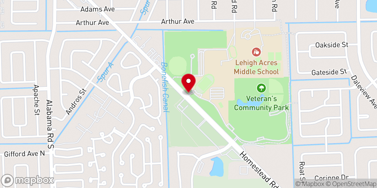 Map showing location of Veterans Park