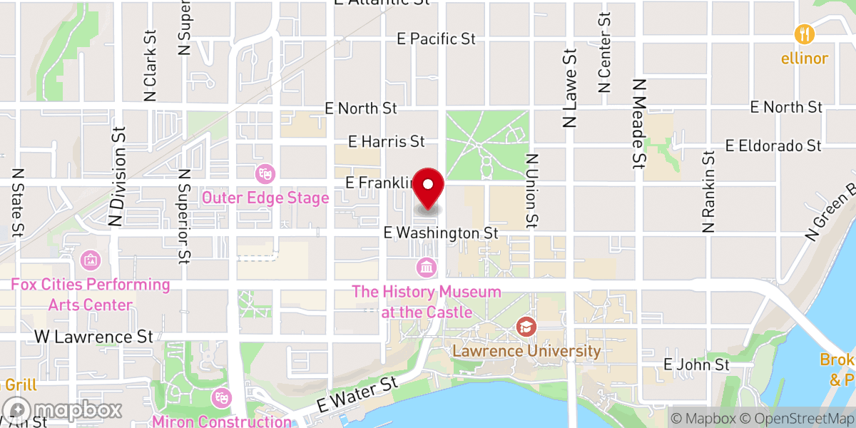 Map showing location of First United Methodist Church Of Appleton