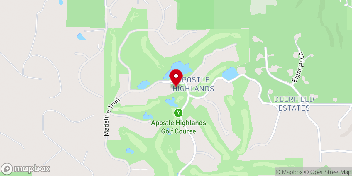 Map showing location of Apostle Highlands Golf Course