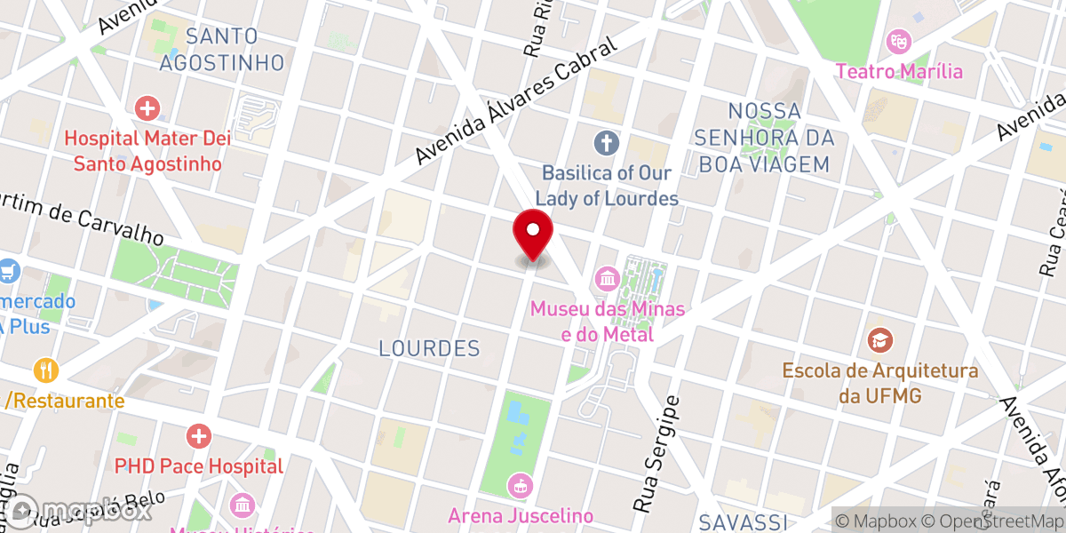 Map showing location of Primeira Igreja Presbiteriana de Belo Horizonte
