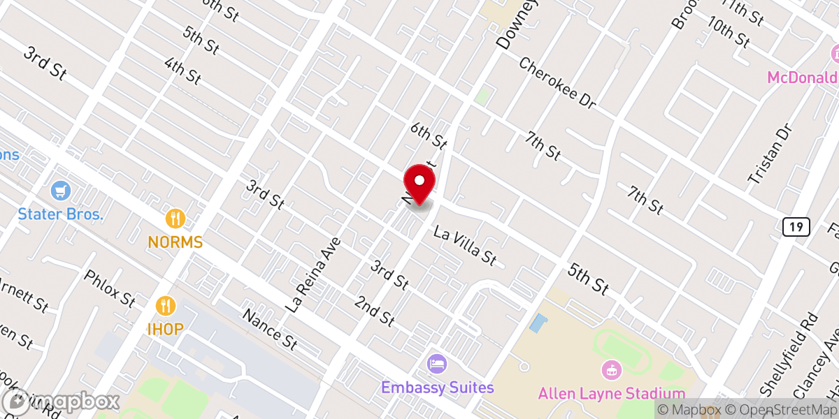 Map showing location of Downey United Methodist Church