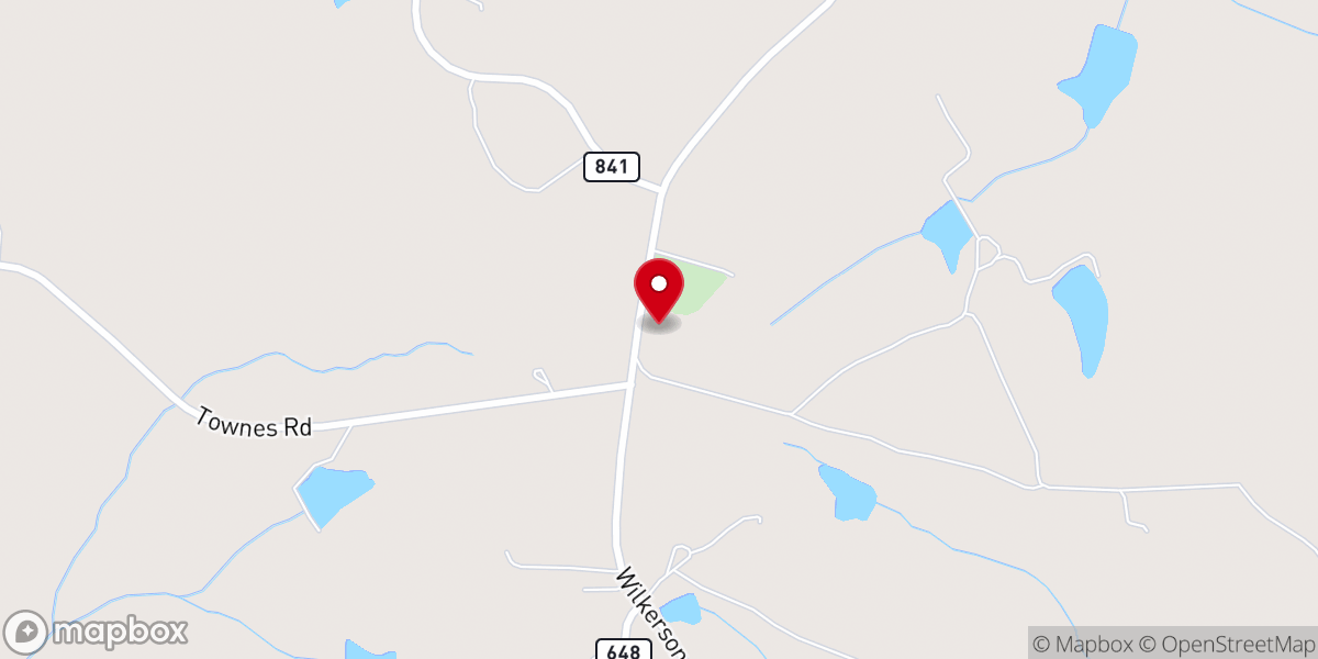 Map showing location of Liberty Baptist Church