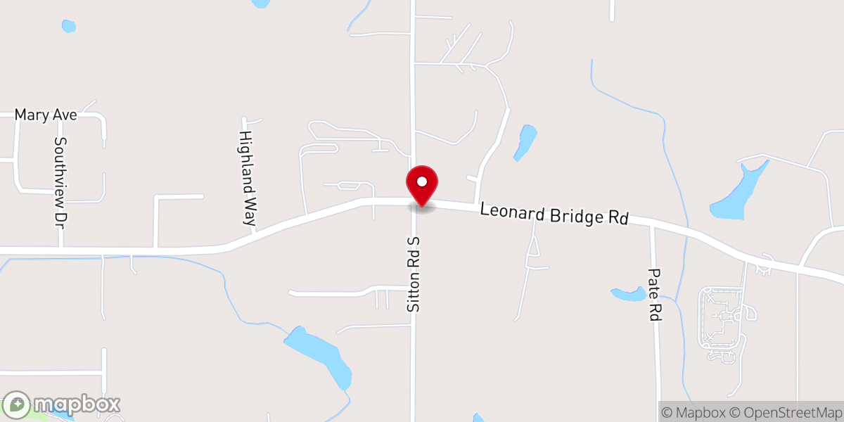 Map showing location of Mount Olive Church