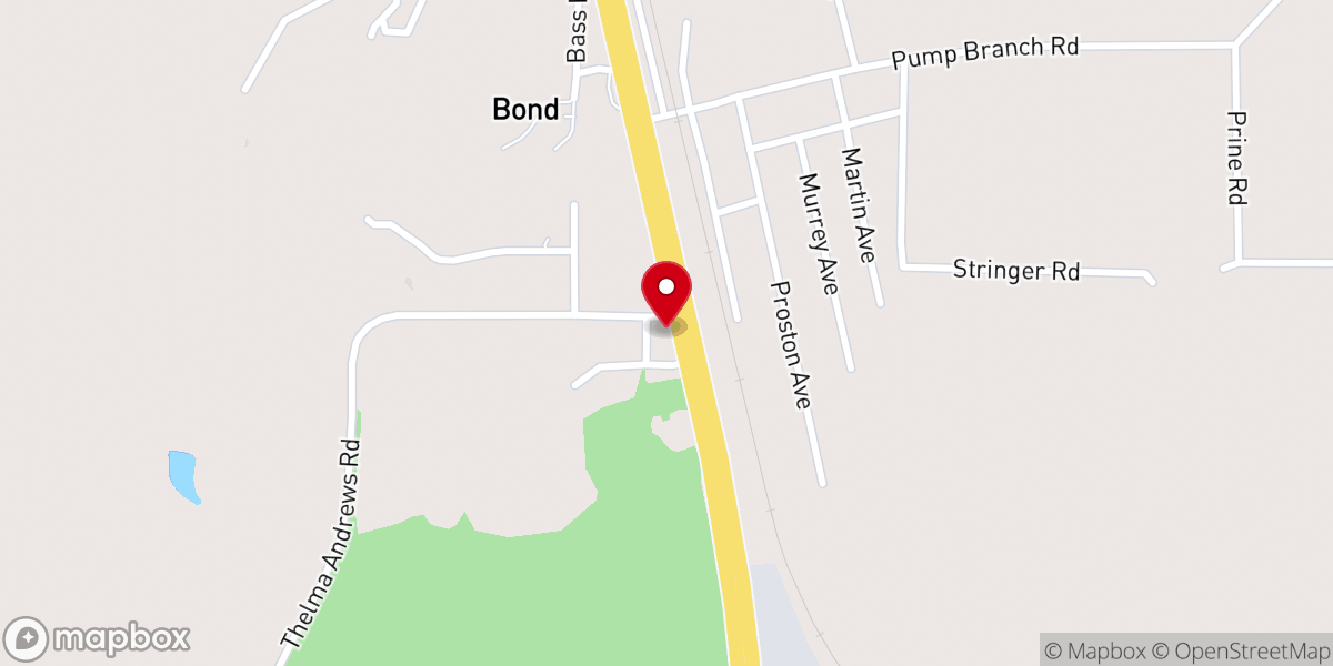 Map showing location of Bond United Methodist Church
