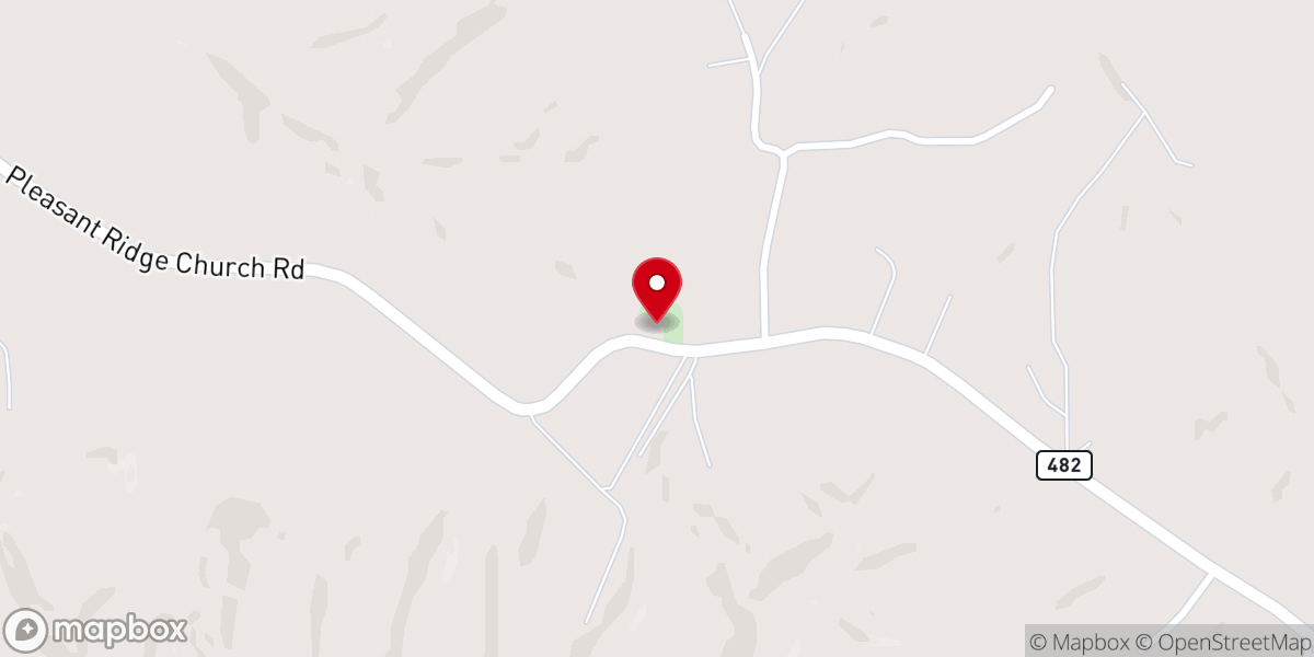 Map showing location of Pleasant Ridge Fellowship Church