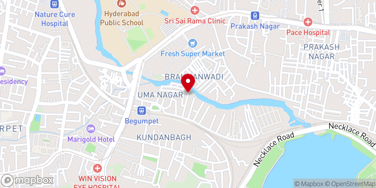 Map showing location of C.S.I Wesley Centenary Church Begumpet