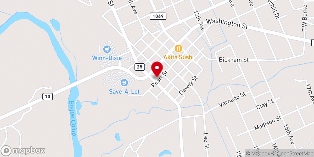 Map showing location of Washington Parish President