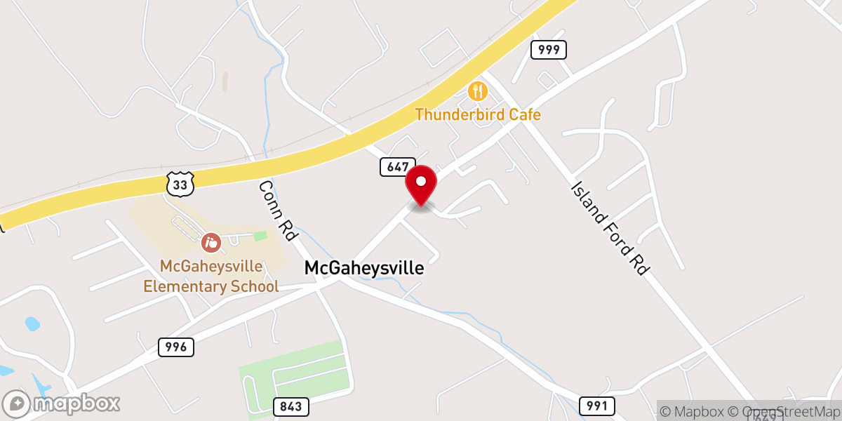 Map showing location of McGaheysville United Methodist Church