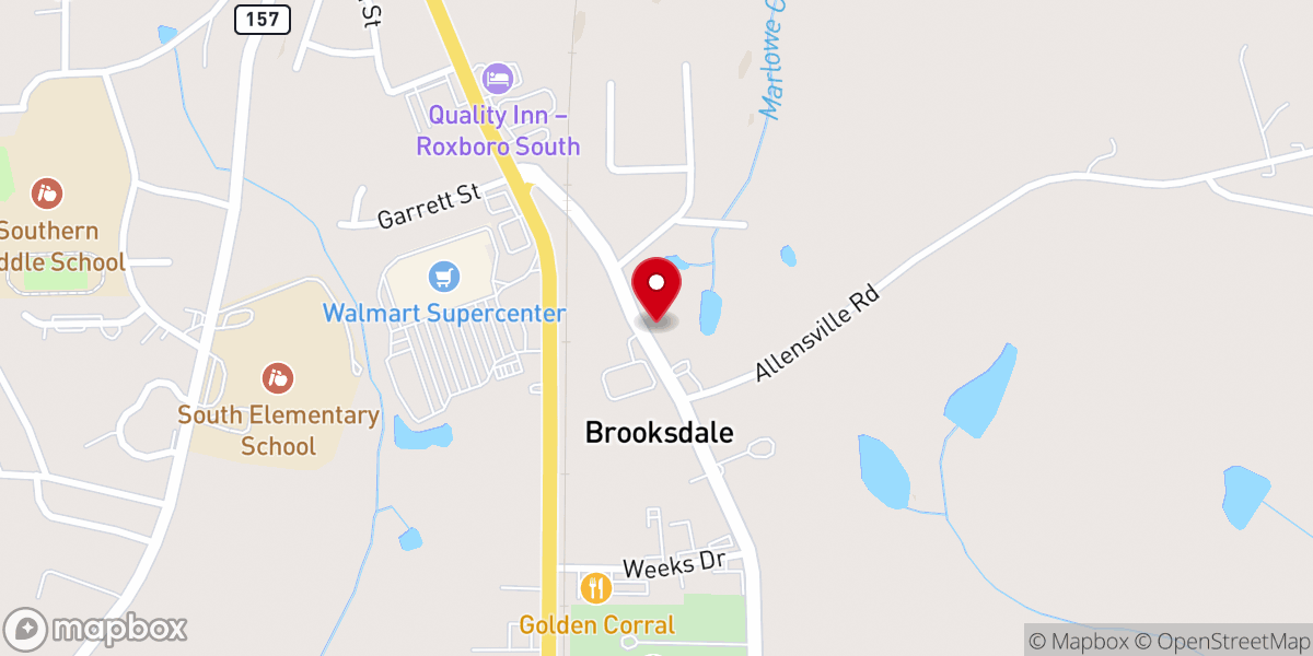 Map showing location of New Brook United Methodist Church