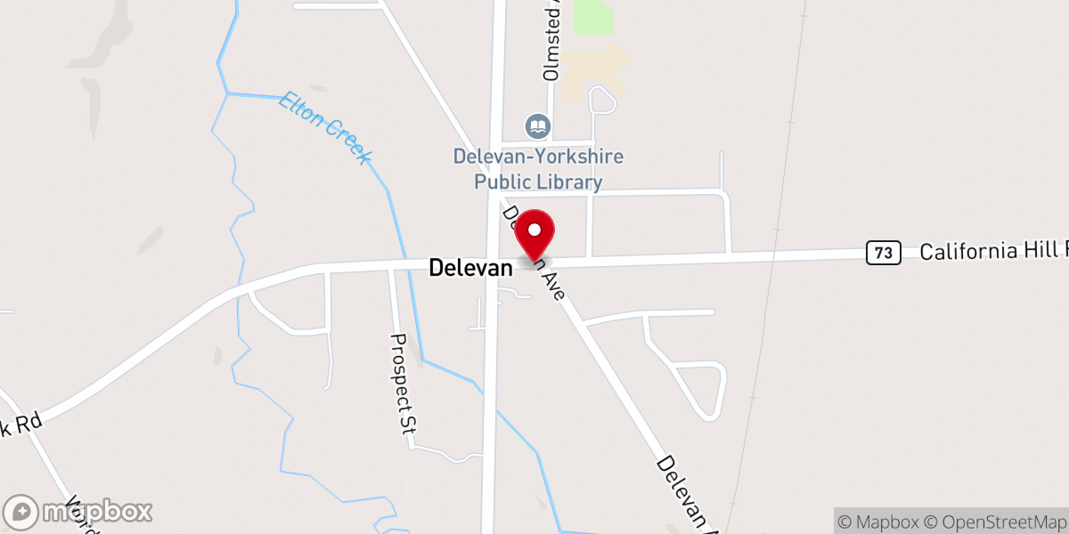 Map showing location of Delevan United Methodist Church