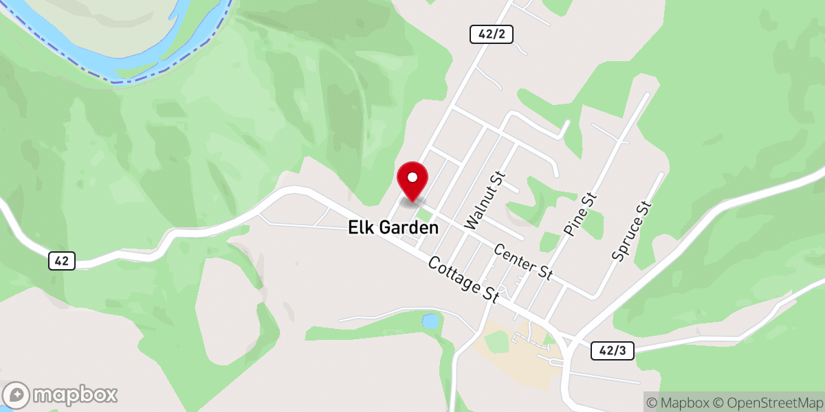 Map showing location of Elk Garden Assembly of God Church