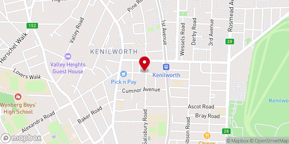 Map showing location of Christ Church Kenilworth (ACSA)