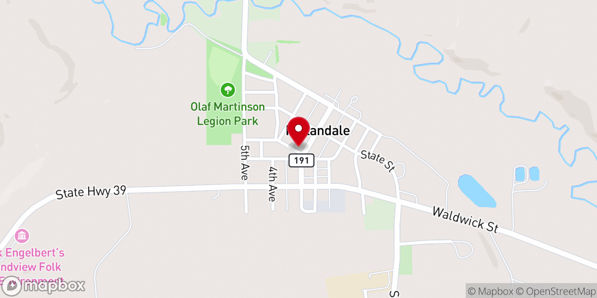 Map showing location of Hollandale Lutheran Church